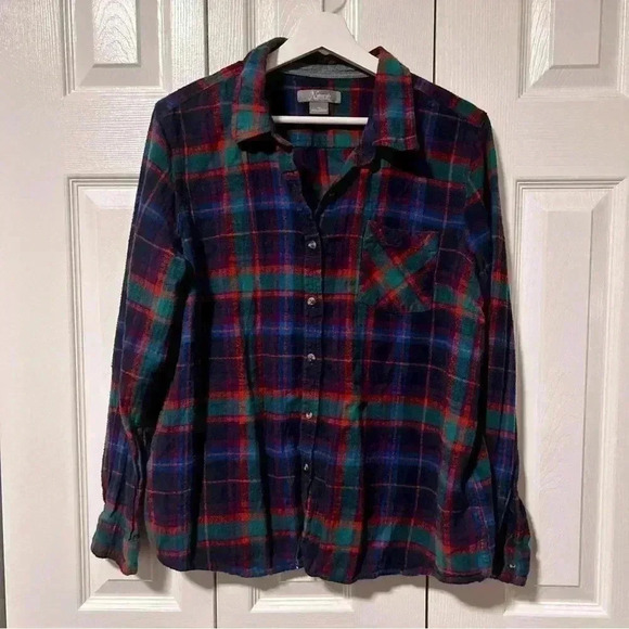 Natural Reflections Vintage Plaid Flannel | Purple, Red, Green Multi | XL - Picture 1 of 8